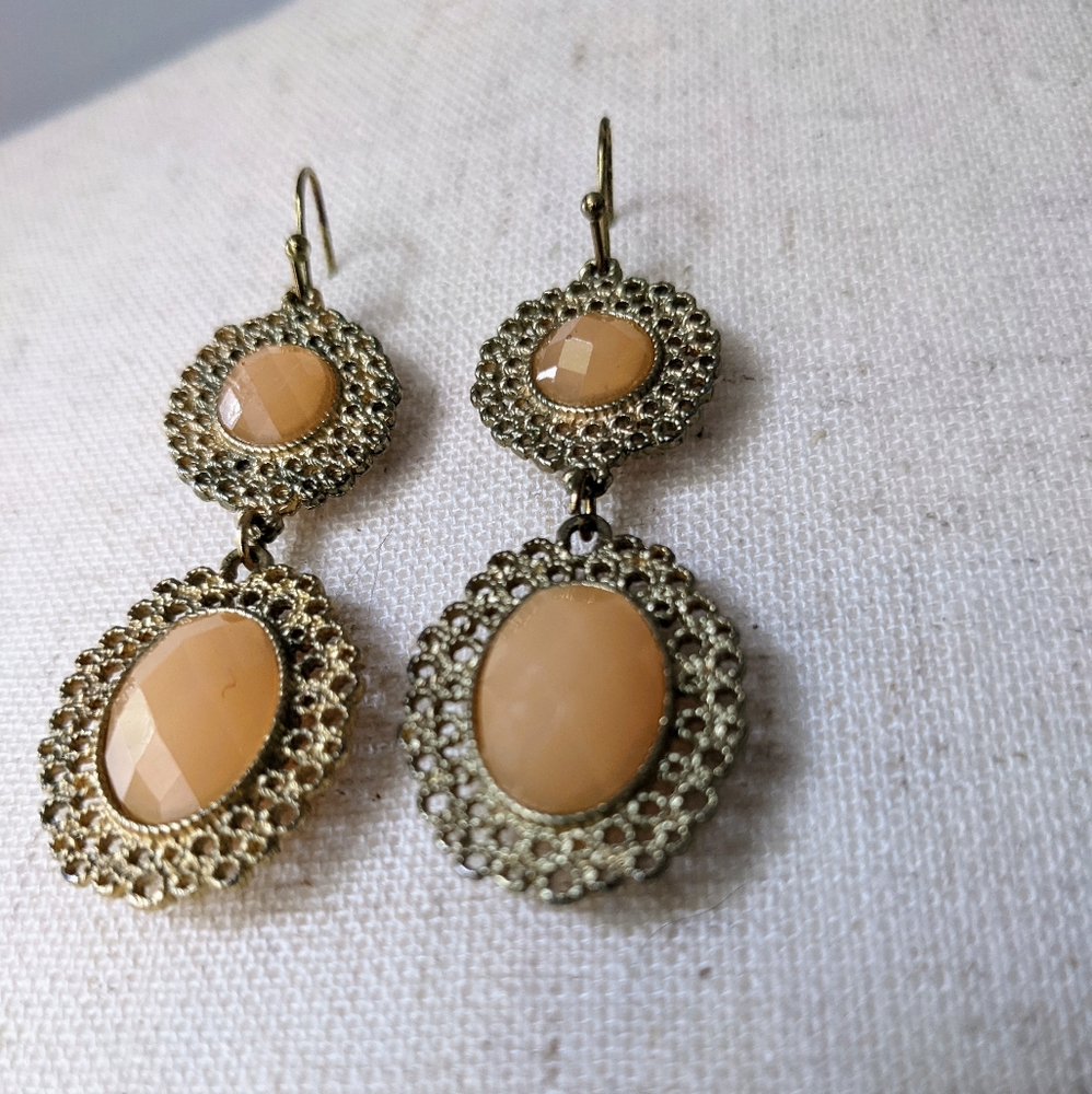 Gold & Peach Boho Earrings